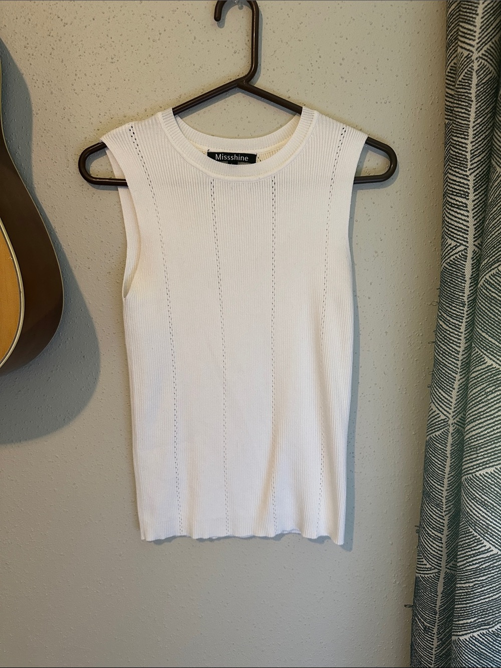 White Ribbed Sleeveless Tank Top